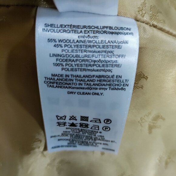 Brooks Brothers Wool Blend Camel Colored Fully Lined Long Overcoat Size 2 - Picture 12 of 15